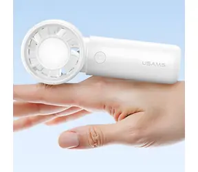 USAMS ICE01 weiß / Taschenventilator / 500 mAh / 3 Geschwindigkeitsstufen / LED-Akkustandsanzeige