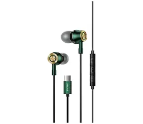 USAMS EP-43 dunkelgrün / Kopfhörer mit Mikrofon / USB-C / Aluminiumgehäuse