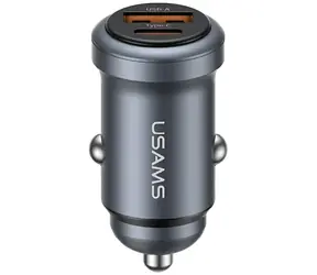 USAMS CC322 dunkelgrau / Kfz-Ladegerät / 30 W / 1x USB-A / 1x USB-C
