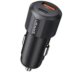 USAMS YT Series CC283 schwarz / Kfz-Ladegerät / 60 W / 1x USB-A + 1x USB-C