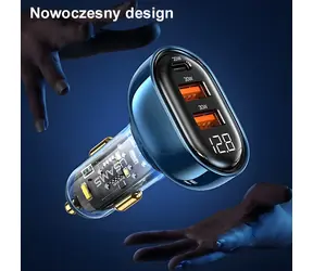 USAMS CC159 blau / Kfz-Ladegerät / 2x USB-A + USB-C / 80 W / Schnellladefunktion