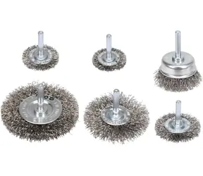 YATO Drahtbürsten-Set, Inox , 6-teilig / Bürste / Für Bohrmaschinen /  37-75 mm / 4500 U/min