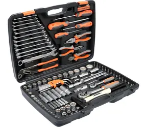 STHOR Werkzeugset 1/2", 1/4" / Werkzeugset / 122-teilig / Chrom-Vanadium-Stahl / Koffer