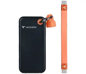 Verbatim Pocket SSD 512 GB schwarz/orange / Externe SSD / USB-C 3.2 Gen 2 / R: 1000 MB/s / Schreiben: 1000 MB/s