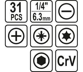 STHOR Bit-Set 1/4" 31-teilig / Bit-Set / 1/4" / 31-teilig