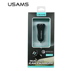 USAMS US-CC028 Dual-USB-Autoladegerät schwarz / 2x USB / QC3.0