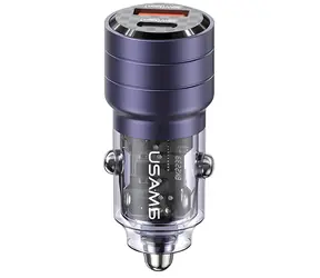 USAMS C36 lila / Kfz-Ladegerät / 2x USB (USB-C, USB-A) / 95 W / PD