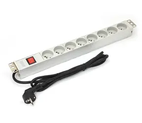 19"-Aluminium-Rack-Steckdosenleiste / PDU / 8x Steckdose / 16 A / Schalter / 1,8 m