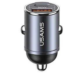 USAMS C38 silber / Kfz-Ladegerät / USB-C + USB-A / 30 W / Schnellladung
