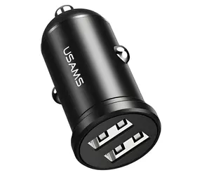 USAMS CC114 Mini-Autoladegerät schwarz / 2x USB / 2,4 A