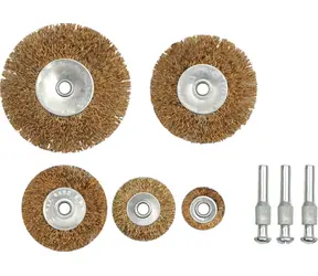 Vorel Drahtseitenbürsten-Set / Drahtbürste / 5-teilig / messingbeschichteter Draht