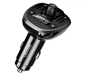 USAMS C21 schwarz / FM-Transmitter für Auto / Bluetooth 5.0 / Freisprecheinrichtung / 2x USB 3,4 A