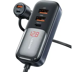 USAMS C40 US-CC213 schwarz / Kfz-Ladegerät / 5 Anschlüsse / 3x USB / 2x USB-C / 165 W / PD, QC