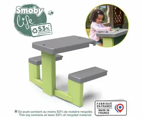 Smoby Life Hocker grün-grau / mit 2 Bänken / 81 × 54 × 49 cm / ab 2 Jahren
