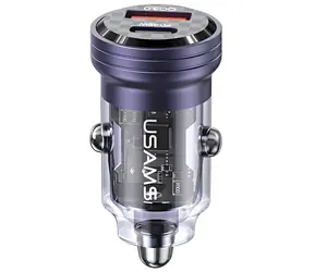 USAMS US-CC175 lila / Kfz-Ladegerät / USB-C + USB / 45 W / PD, QC