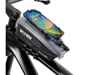 WILDMAN FK6 grau-schwarz / Fahrradrahmentasche / Wasserdicht / Reißverschluss / Für Handy und Zubehör