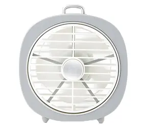 USAMS US-ZB065 grauer Tischventilator mit Lampe / 3 Geschwindigkeitsstufen / USB-Netzteil