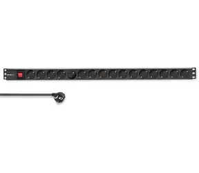 Rack-PDU mit 16 Schuko-Steckdosen, schwarz / Rack-Steckdosenleiste / vertikal / 16 A / 1,8 m