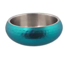 DOG FANTASY Doppelwandiger Napf, türkis, 18 cm / Hundenapf / Doppelwandig / Edelstahl / Volumen 1200 ml