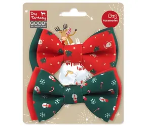Winterliche Hunde-Fantasiegeschichte / Fliege für Hunde / Weihnachten / 2 Stück / 10 x 6 cm
