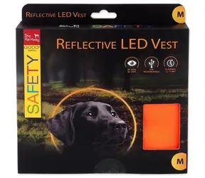 HUNDEFANTASY LED-Reflexweste, wiederaufladbar, Größe M / Klettverschluss / Bis zu 5 Stunden Leuchtdauer / 3 Leuchtmodi