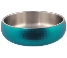 Hundenapf aus Edelstahl, doppelwandig, türkis, 22 cm / Für Hunde / Doppelwandig / 2100 ml