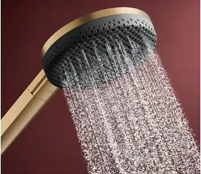 Hansgrohe Duschset mit Brausekopf, Halterung und Schlauch, gebürstete Bronze / Duschset / 3 Strahlarten / EcoSmart