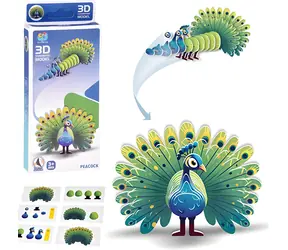 JOKOMISIADA 3D-Puzzle Pfau / 18 Teile / Papier / 9,5 x 7,5 x 4 cm