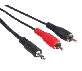 PremiumCord Kabel mit 3,5-mm-Klinkenstecker (2x CINCH, schwarz) / Kabel / 3,5-mm-Klinkenstecker (M) - 2x CINCH (M) / 1,5 m