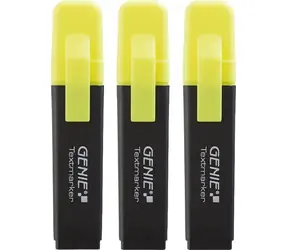 GENIE 40020 Textmarker gelb, 3 Stück / Textmarker / Keilspitze / Strichstärke 1-5 mm