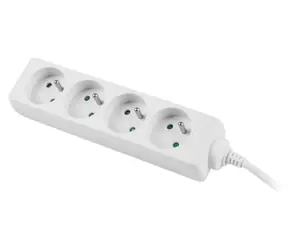 Lanberg PS0 weiß / Verlängerungskabel / 4 Steckdosen / 1,5 m / 230 V / ohne Schalter