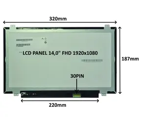 14" SIL LCD-Panel FHD IPS matt / LCD-Panel für Notebooks / 1920x1080 / 30-Pin / Tragegriffe oben und unten