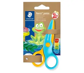 Staedtler Noris Juniorschere blau-gelb / Sicherheitsschere / Länge 100 mm / Für Rechtshänder / Ab 2 Jahren