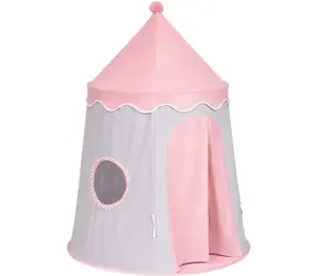 KIK Kinderspielzelt Burg grau-rosa / Faltbar / Höhe 155 cm / Basisdurchmesser 110 cm