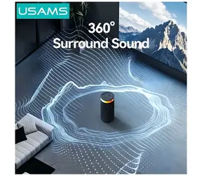 USAMS YX018 schwarz / Lautsprecher / Bluetooth 5.4 / TWS / RGB-Hintergrundbeleuchtung / 1500 mAh