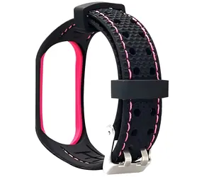 Beline Sportarmband schwarz-pink / Sportliches Silikonarmband / XIAOMI Mi Band 5, Mi Band 6