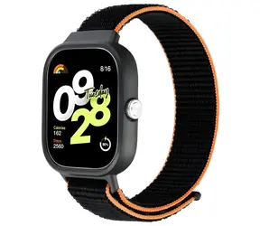 Beline Armband für Redmi Watch 4, schwarz-orange / Ersatzarmband / Nylon / Klettverschluss