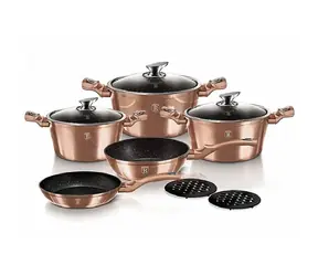 BERLINGERHAUS BH-1220 Roségold Metallic Linie / Geschirrset / Marmoroberfläche / 10-teilig