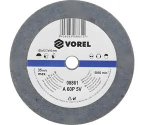 Vorel Schleifscheibe 125x12,7x16 mm fein / Schleifscheibe / Für Tischschleifer / Feinkörnung