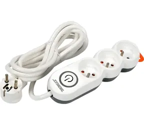 STHOR Verlängerungskabel mit 3 Steckdosen / 3 m / 3500 W / Schalter / geerdet