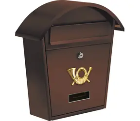 Vorel Briefkasten mit Runddach, braun / Briefkasten / 380 x 320 x 105 mm / Stahlblech / 2x Schlüssel