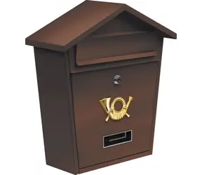 Vorel Briefkasten mit braunem Dach / Briefkasten / 380 × 320 × 105 mm / Stahlblech