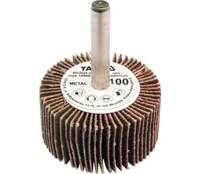 YATO Radial-Lamellenscheibe 40x20 P-60 mit 6 mm Schaft / Radial-Lamellenscheibe / Körnung P60 / Schaft 6 mm