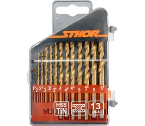 STHOR Metallbohrer-Set Titan 13-teilig / Bohrer-Set / Titanbeschichtung
