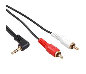 3,5-mm-Klinkenstecker, senkrecht - 2x RCA MCTV-824, schwarz / Länge 1 m