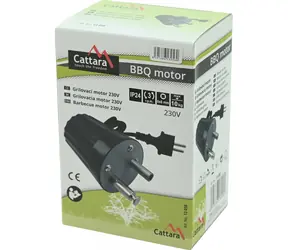 Cattara Grillmotor für Drehspieß 230 V / Grillmotor / Tragkraft 10 kg / Montage 6x6 mm / 2-2,4 U/min