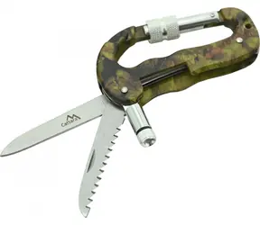 Cattara KAMU 3-in-1 / Multifunktionales Messer-Karabiner / LED-Taschenlampe / Klinge aus 2Cr13-Stahl / Aluminium