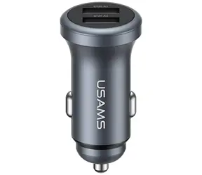 USAMS CC320 Anlaufgeschützt / Kfz-Ladegerät / 2x USB-A / 2,4 A / Aluminium