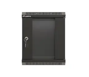 Lanberg WF11 schwarz / Wandregal / 10" / 6 HE / 300 × 300 mm / Glastür / flach verpackt