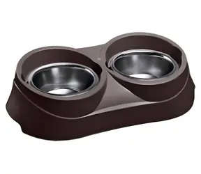 Ferplast DUO Feed 01 / Doppelnapf für Hunde / Edelstahl / Kunststoffhalter / 0,4 l